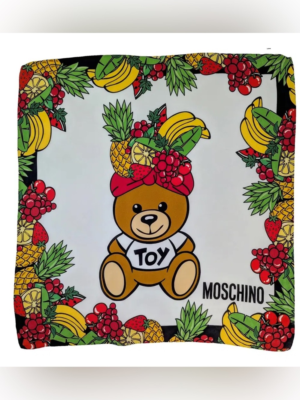 Moschino Toy Bear Fruit Silk Scarf